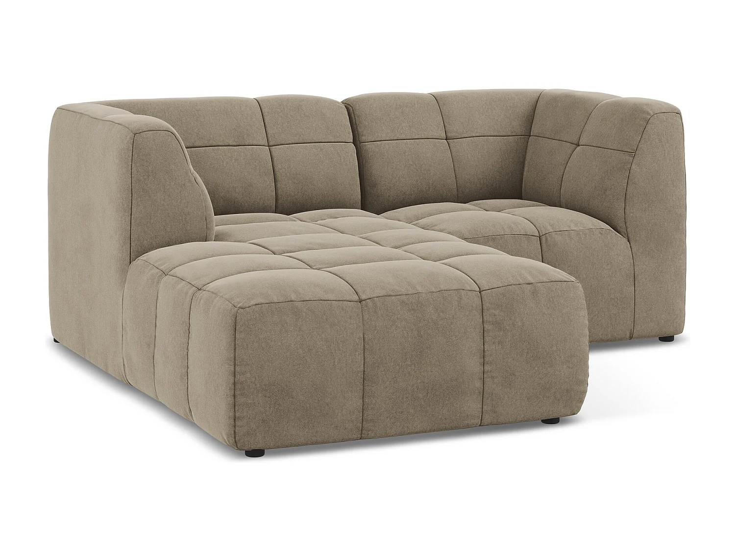 Canapé d'angle 2,5 places modulaire gauche en velours - beige - ALOHA