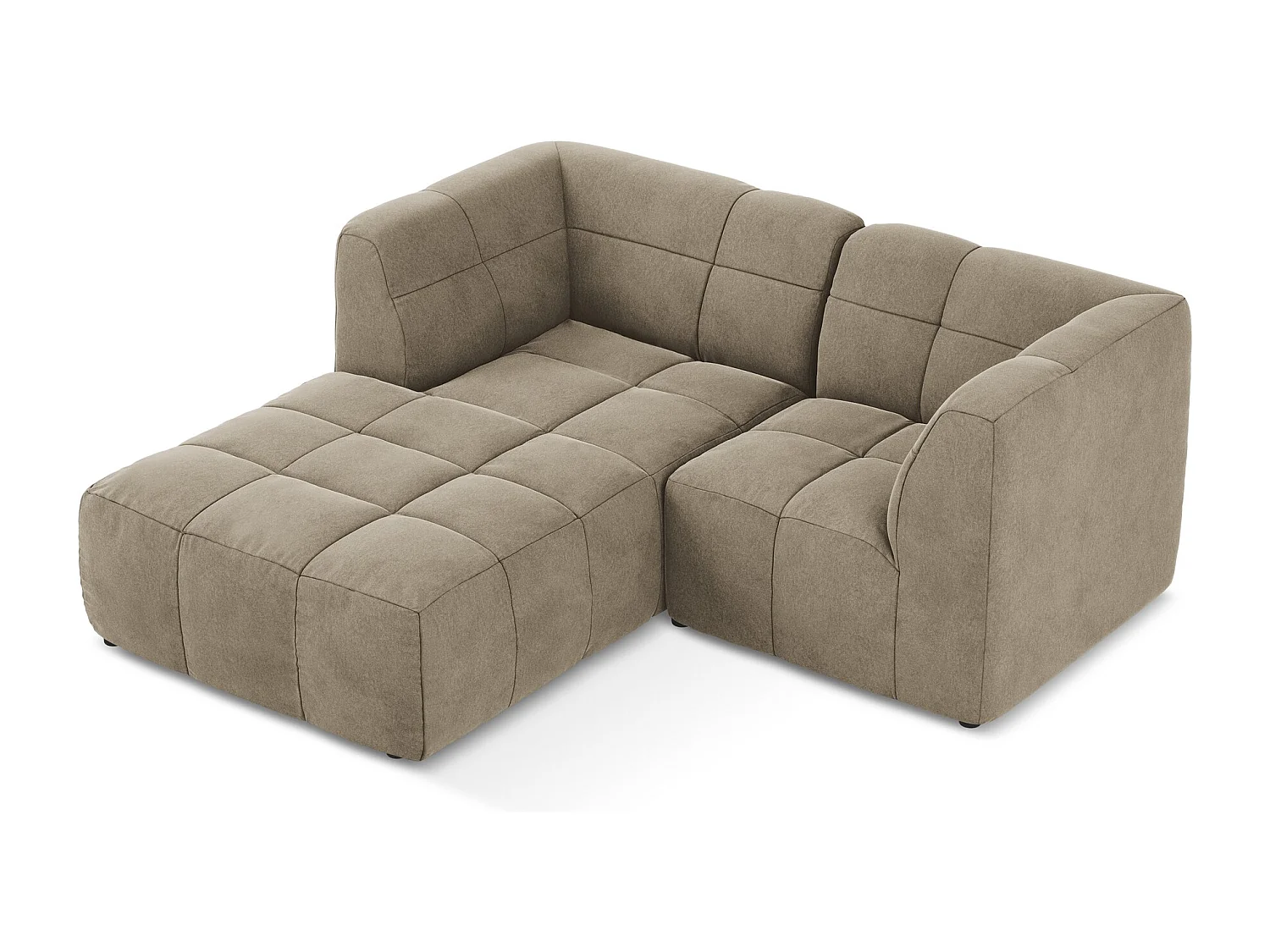 Canapé d'angle 2,5 places modulaire gauche en velours - beige - ALOHA