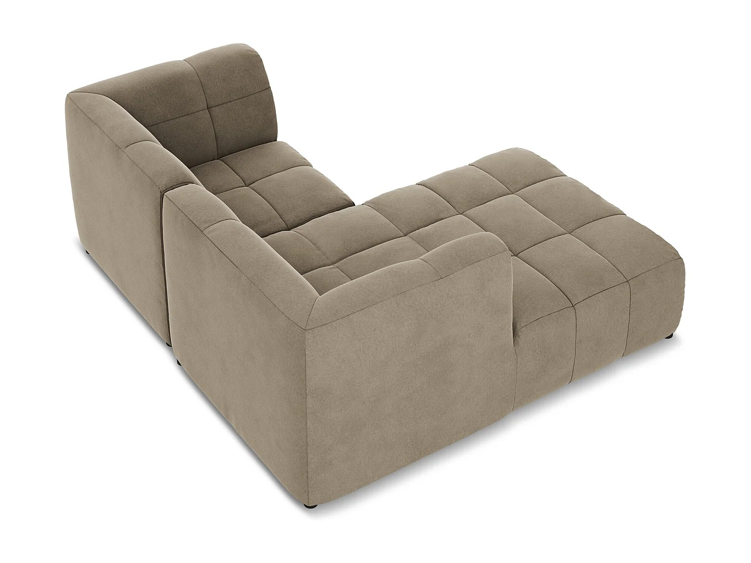 Canapé d'angle 2,5 places modulaire gauche en velours - beige - ALOHA