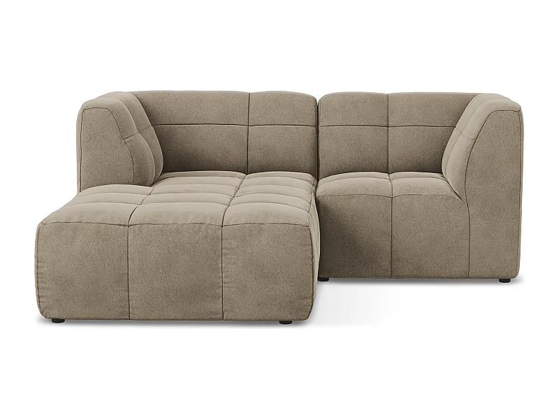 Modulaire hoekbank links van beige velours - ALOHA