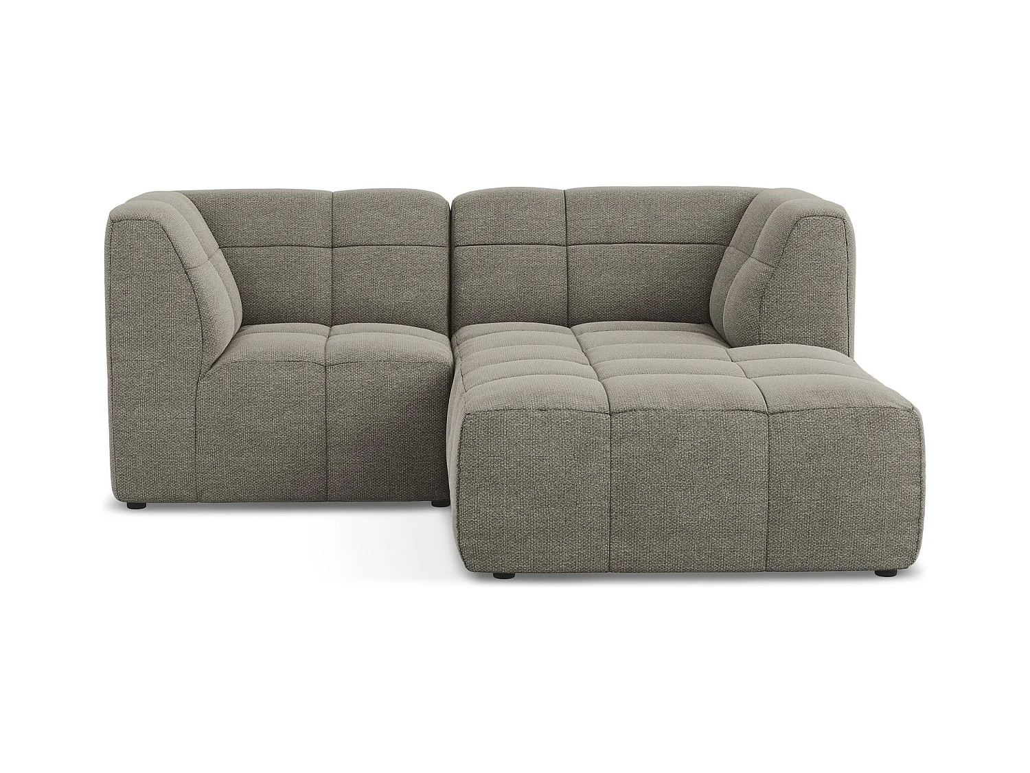 Canapé d'angle 2,5 places modulaire droit en tissu bouclette - gris - ALOHA