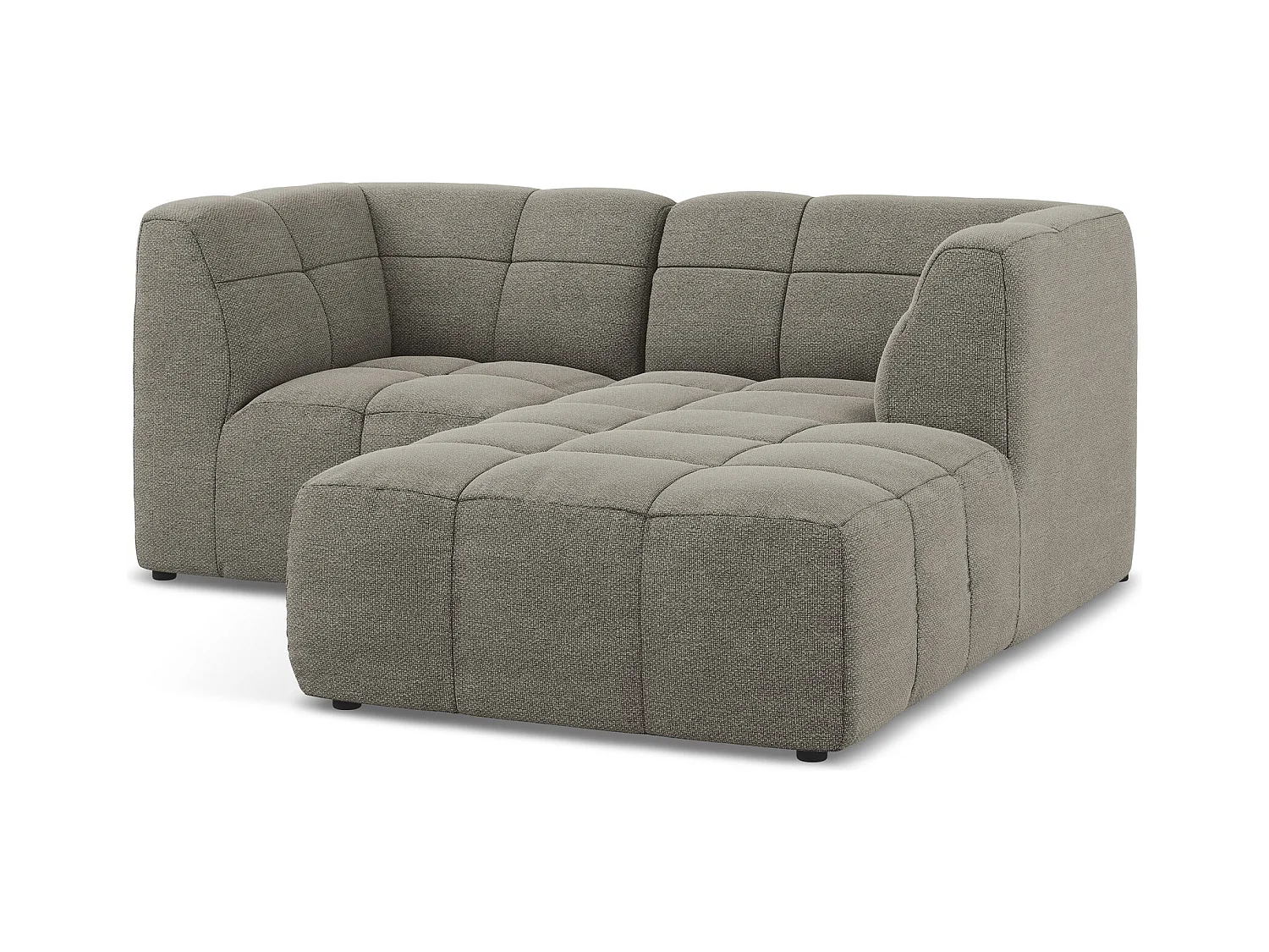 Canapé d'angle 2,5 places modulaire droit en tissu bouclette - gris - ALOHA