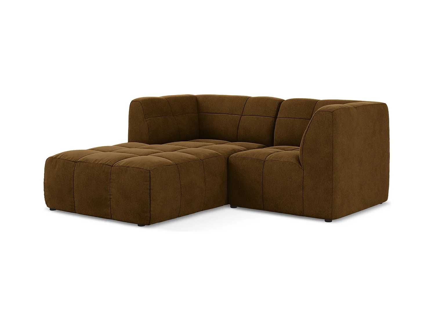 Narożnik lewostronny - z tkaniny welwetowej - musztardowy - ALOHA