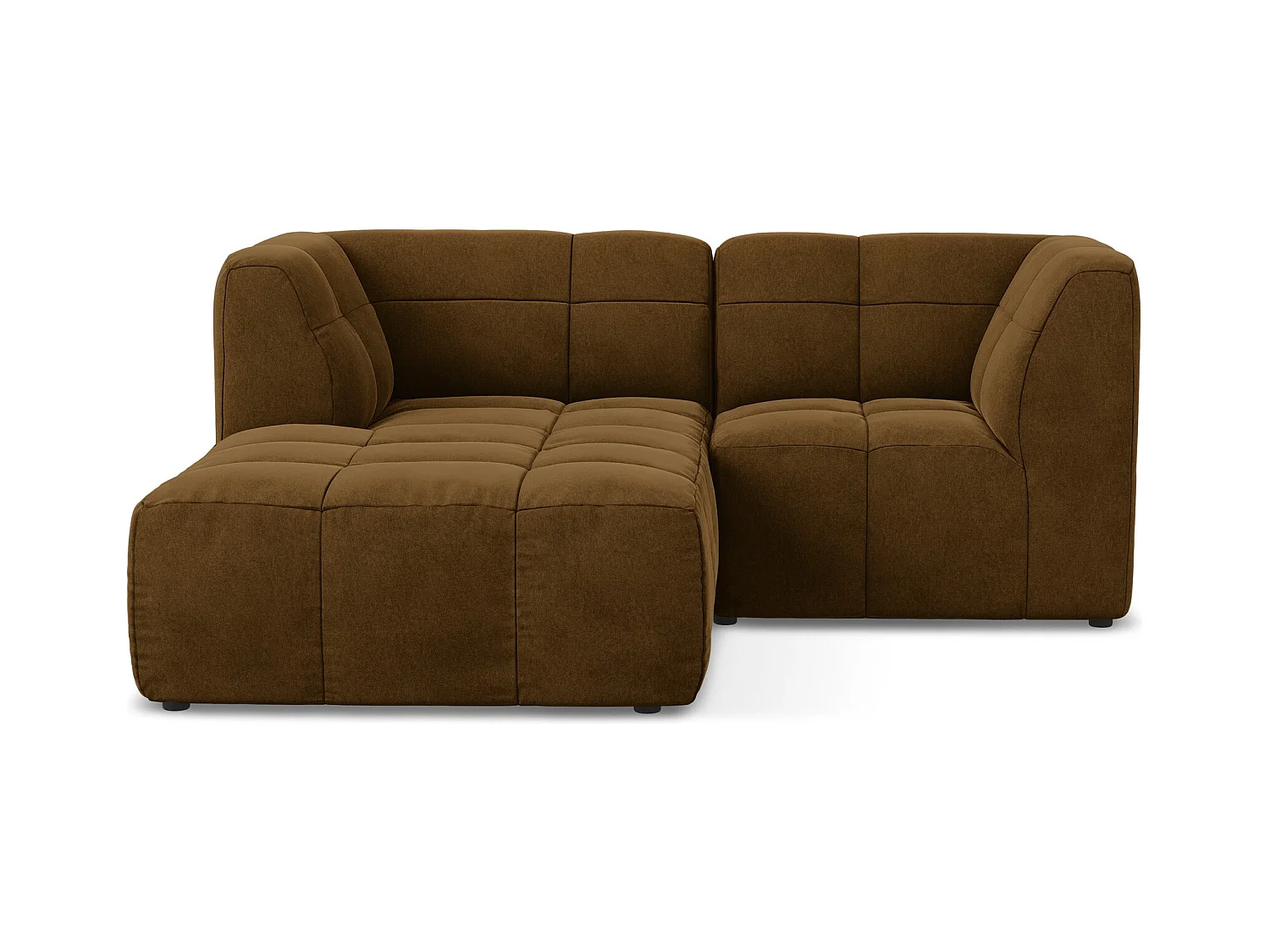 Modulaire hoekbank links van mosterdgeel velours - ALOHA