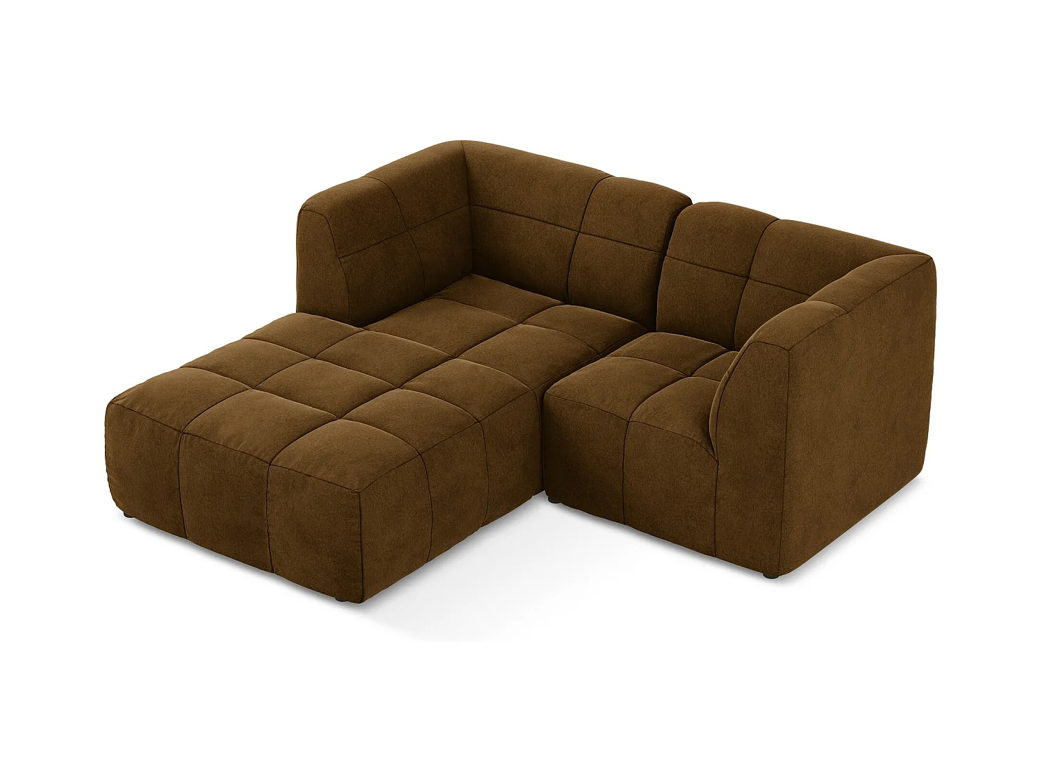 Modulaire hoekbank links van mosterdgeel velours - ALOHA