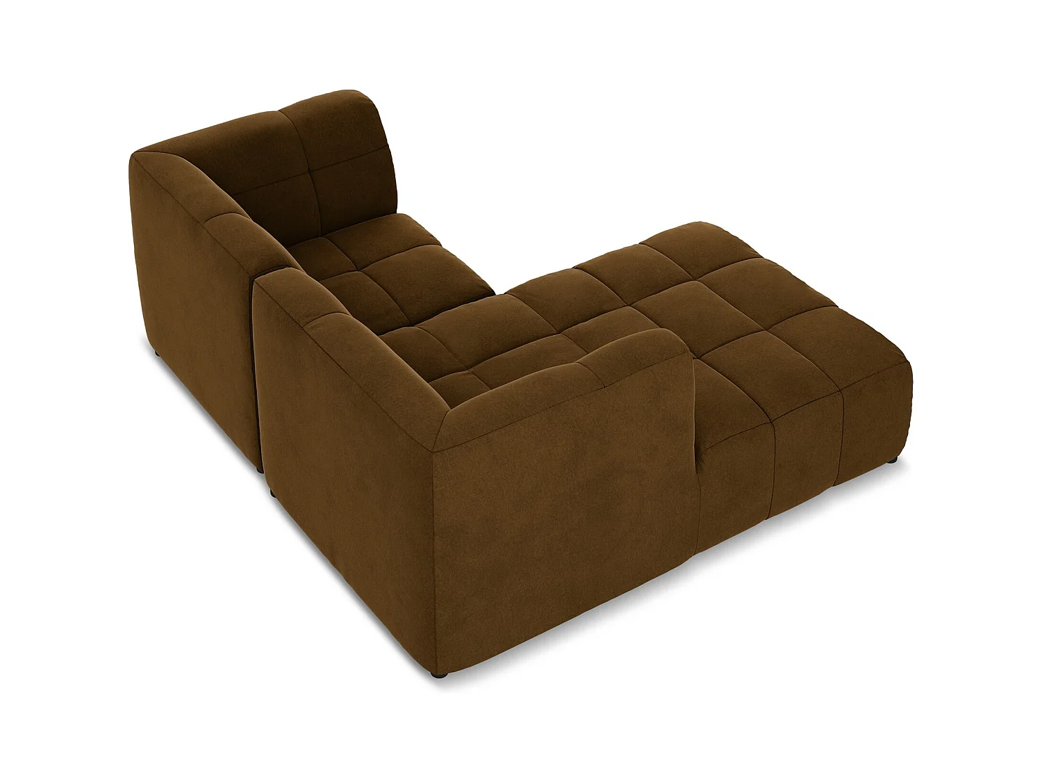 Modulaire hoekbank links van mosterdgeel velours - ALOHA