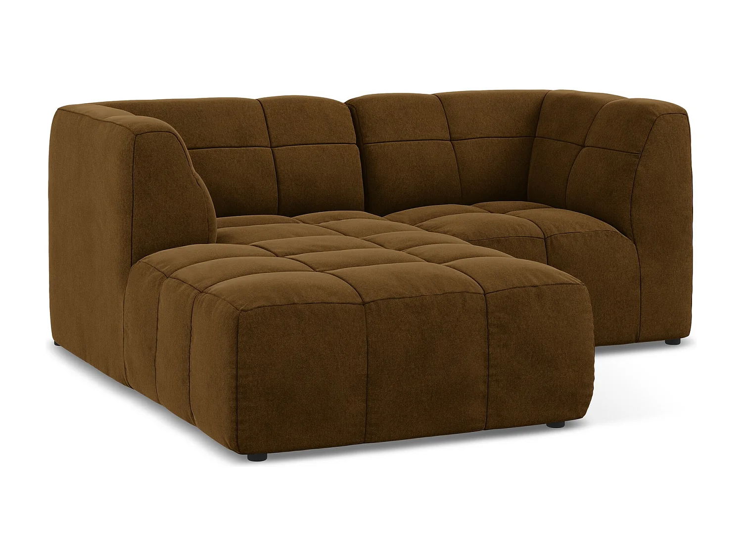 Canapé d'angle 2,5 places modulaire gauche en velours - moutarde - ALOHA