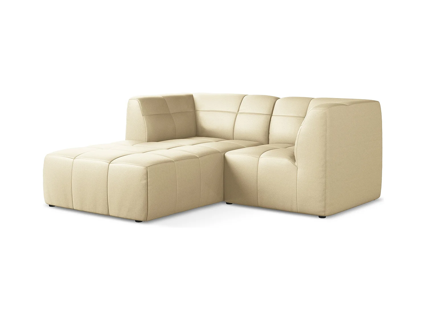 Canapé d'angle 2,5 places modulaire gauche en similicuir - beige - ALOHA