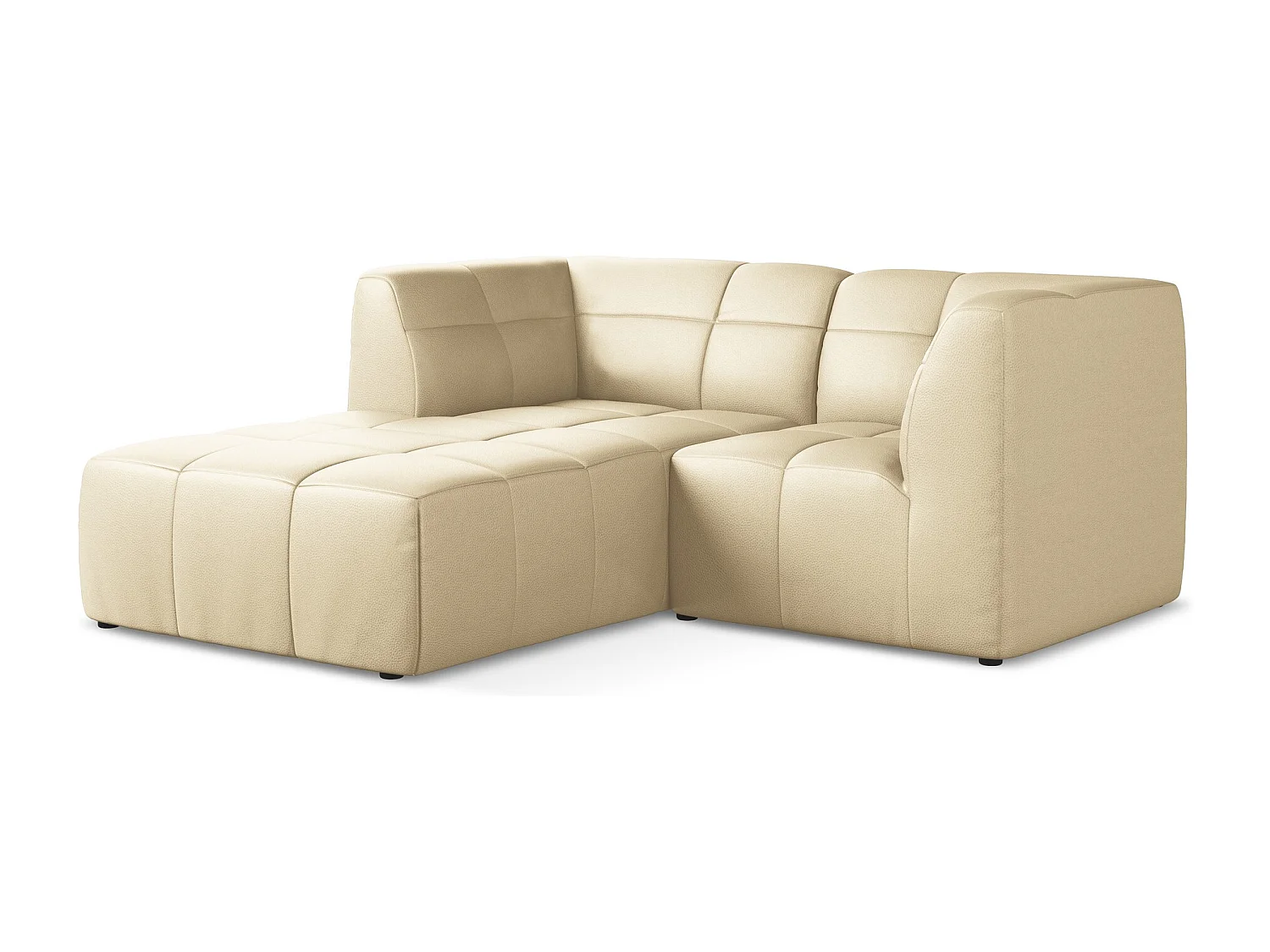 Canapé d'angle 2,5 places modulaire gauche en similicuir - beige - ALOHA