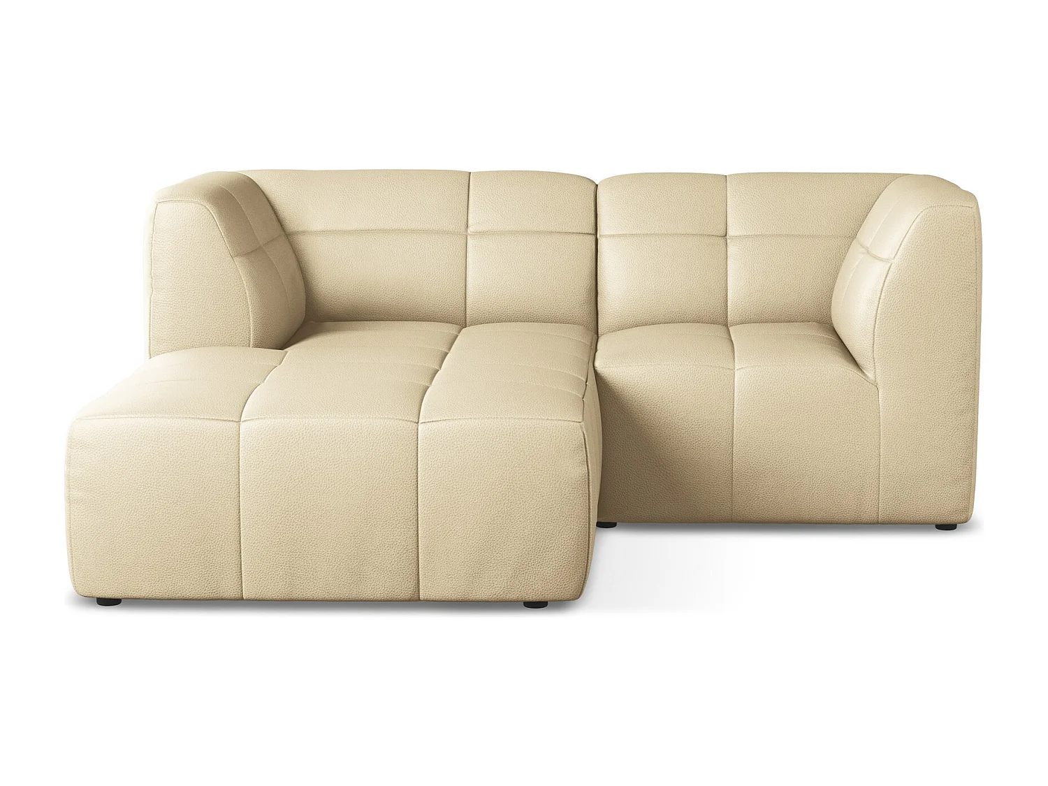 Canapé d'angle 2,5 places modulaire gauche en similicuir - beige - ALOHA