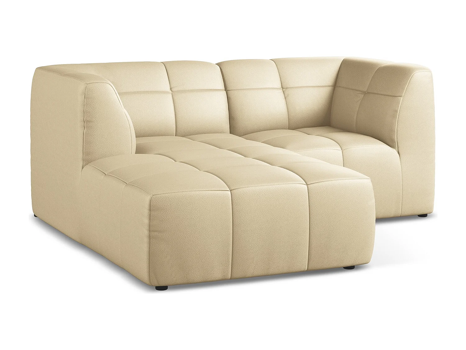 Canapé d'angle 2,5 places modulaire gauche en similicuir - beige - ALOHA