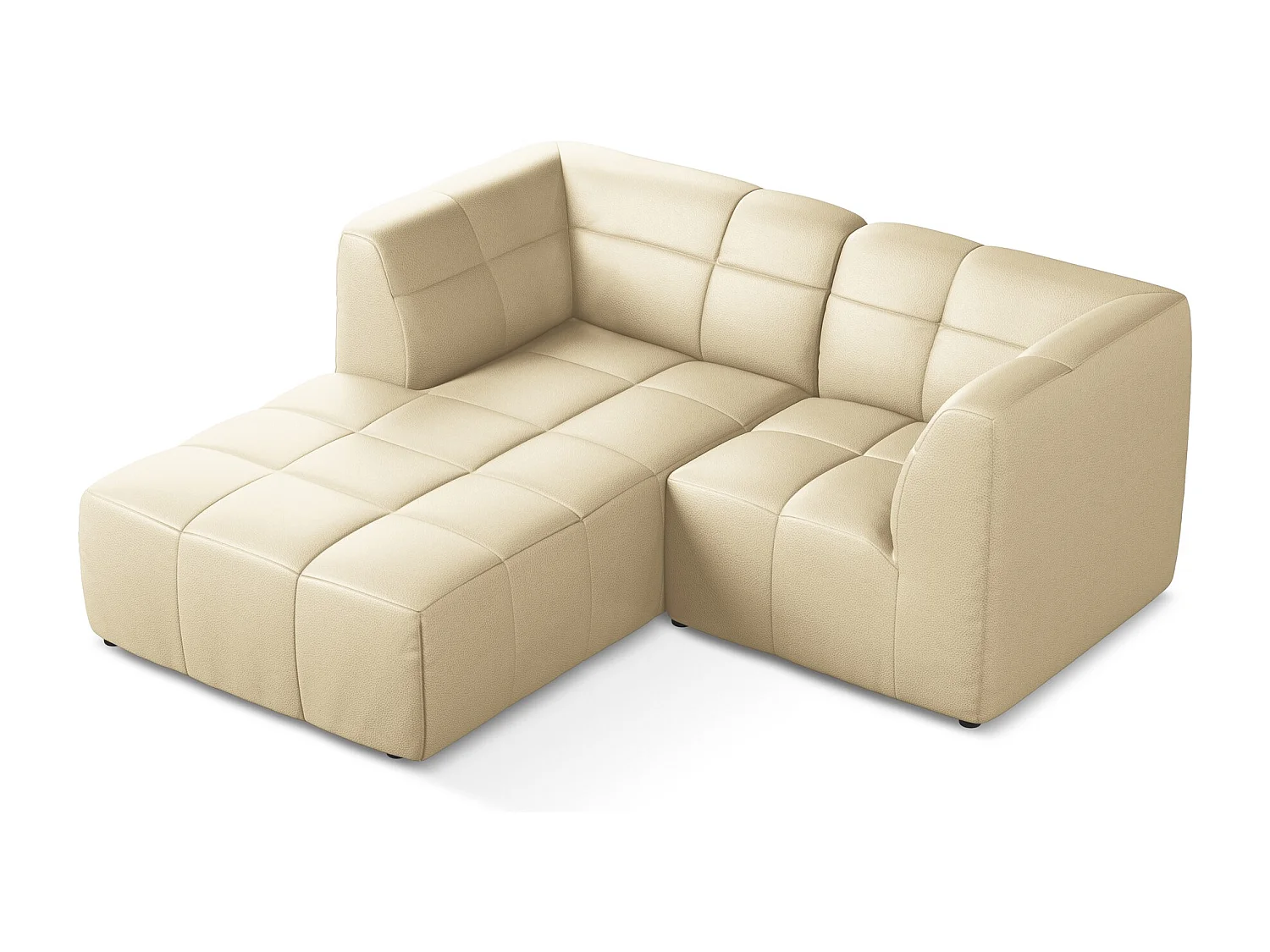 Canapé d'angle 2,5 places modulaire gauche en similicuir - beige - ALOHA