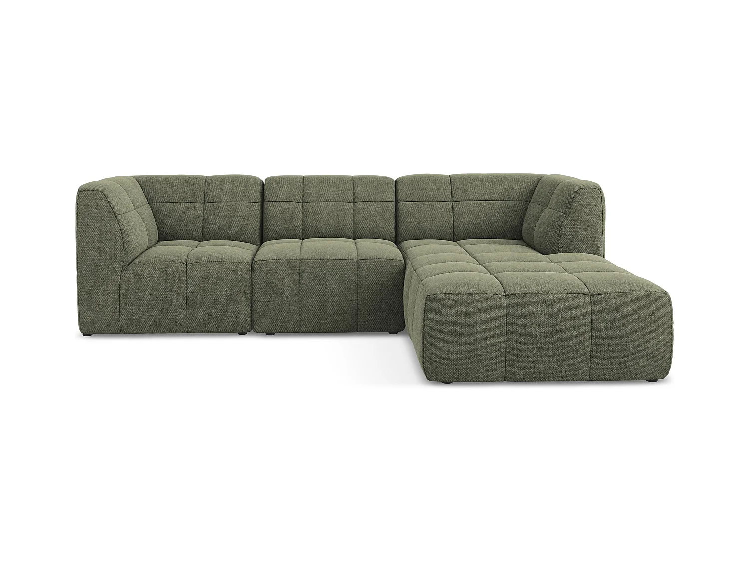 3-Sitzer Modulares Ecksofa - Ecke Rechts - Bouclé - Olive - ALOHA