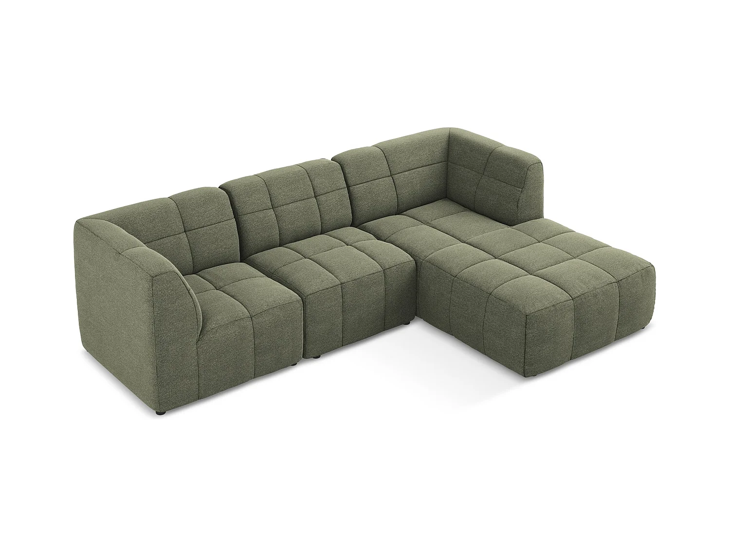 3-Sitzer Modulares Ecksofa - Ecke Rechts - Bouclé - Olive - ALOHA