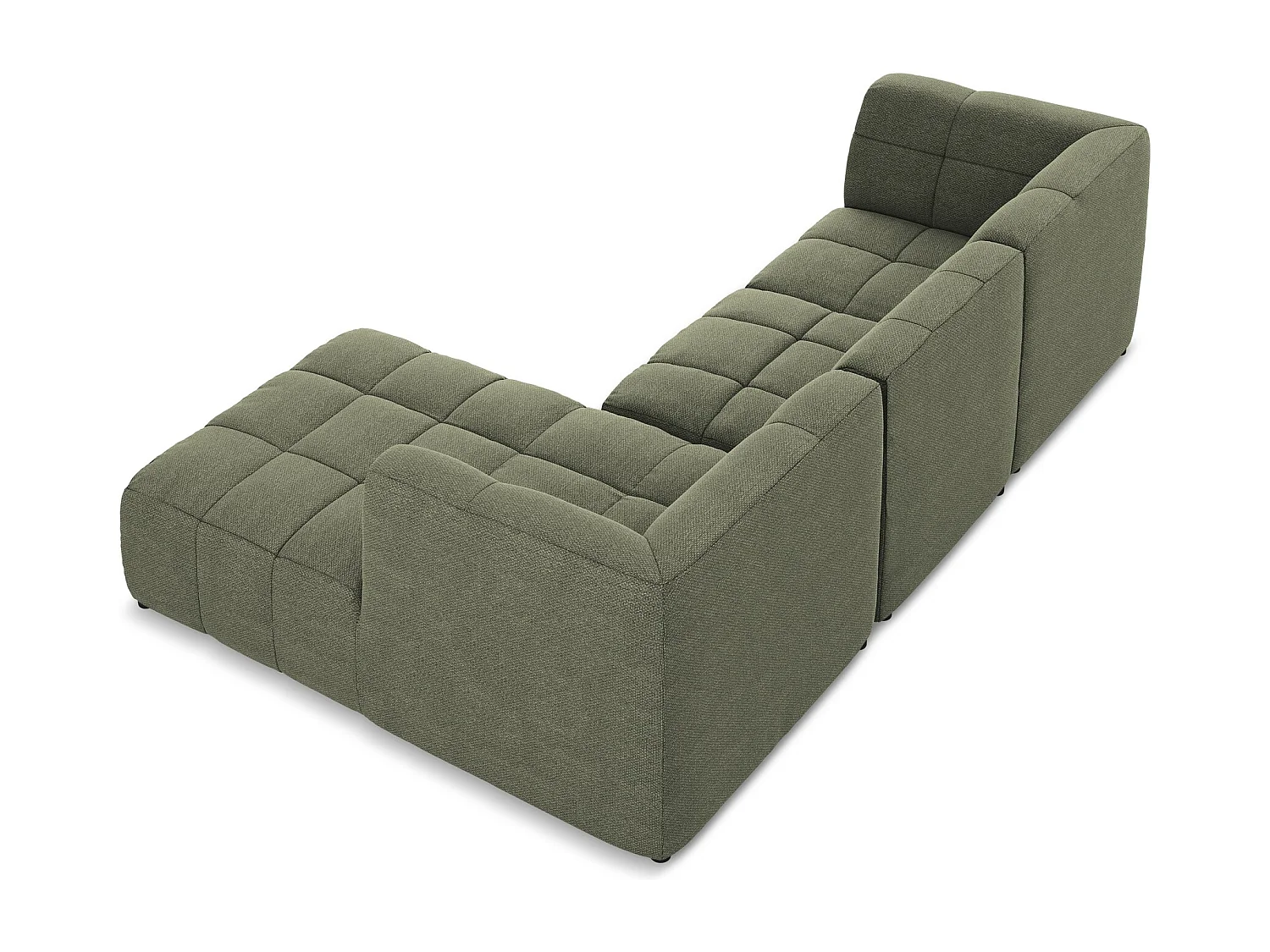 3-Sitzer Modulares Ecksofa - Ecke Rechts - Bouclé - Olive - ALOHA