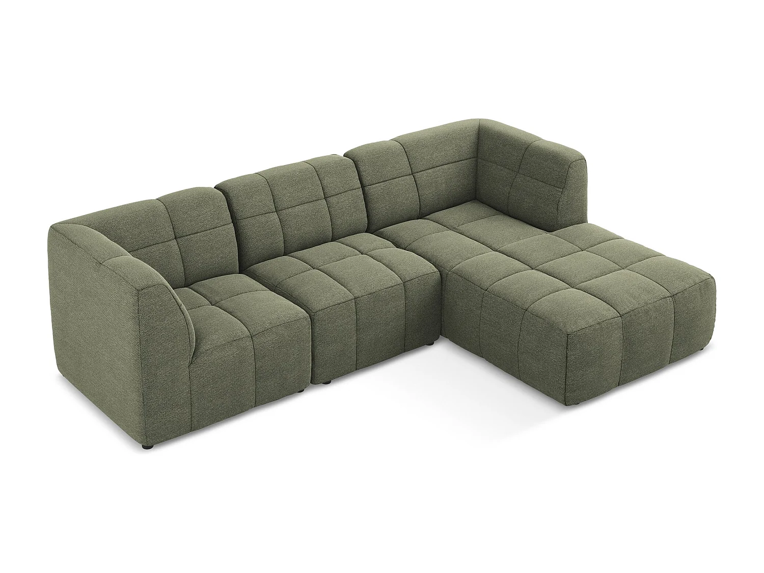 Modulaire hoekbank rechts van olijfgroen bouclé - ALOHA