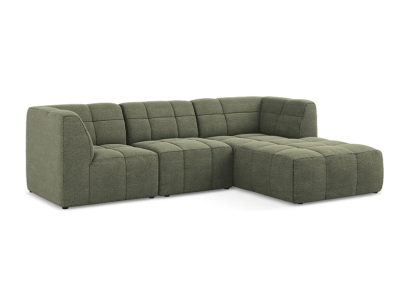 3-Sitzer Modulares Ecksofa - Ecke Rechts - Bouclé - Olive - ALOHA