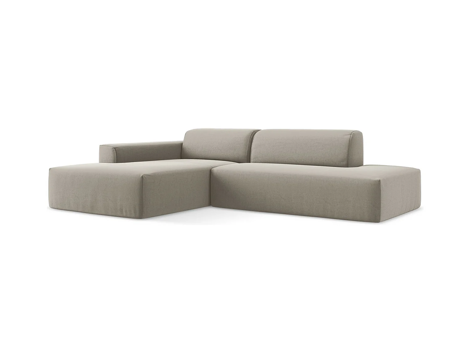 Canapé d'angle 3 places modulaire droit en velours - taupe - KELI