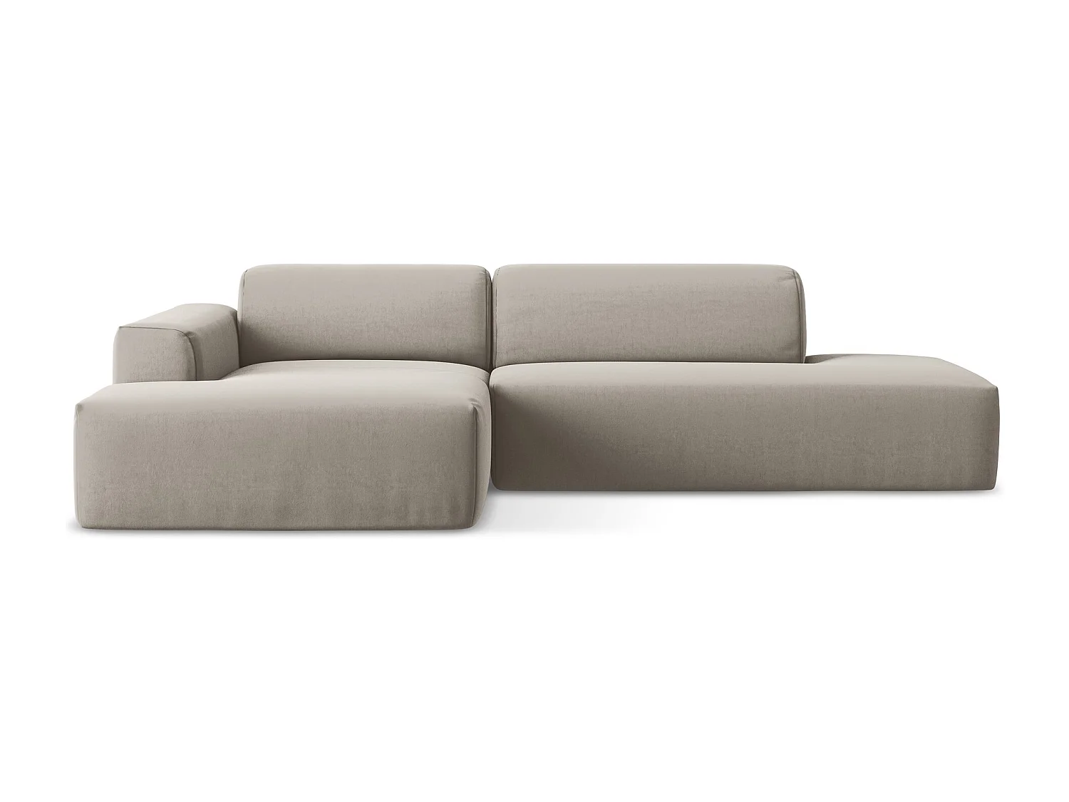 Canapé d'angle 3 places modulaire droit en velours - taupe - KELI