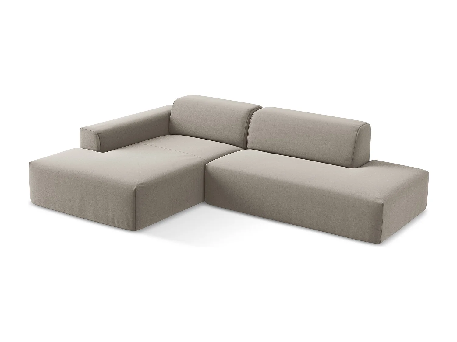 Canapé d'angle 3 places modulaire droit en velours - taupe - KELI