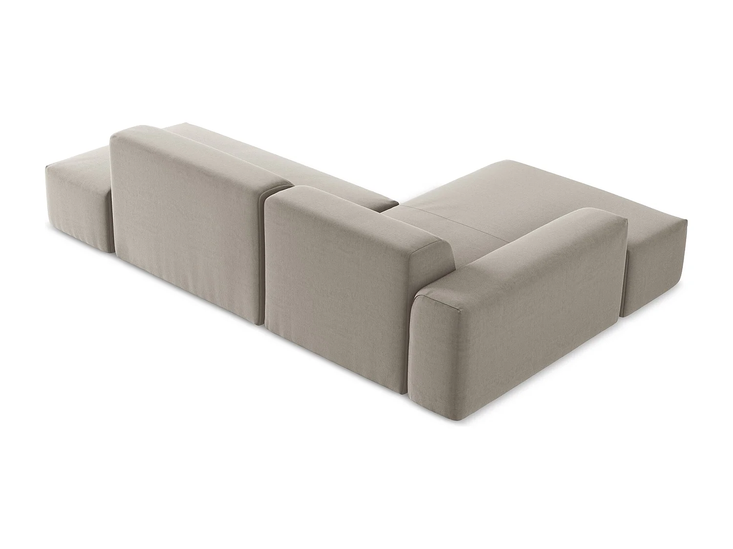 Canapé d'angle 3 places modulaire droit en velours - taupe - KELI