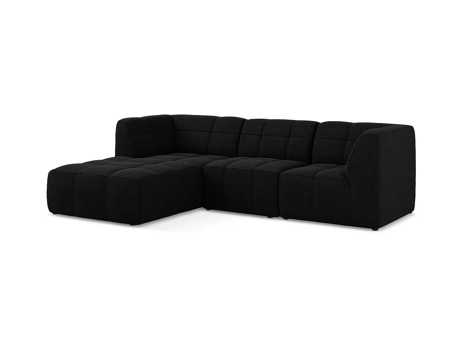 3-Sitzer Modulares Ecksofa - Ecke Links - Bouclé - Schwarz - ALOHA