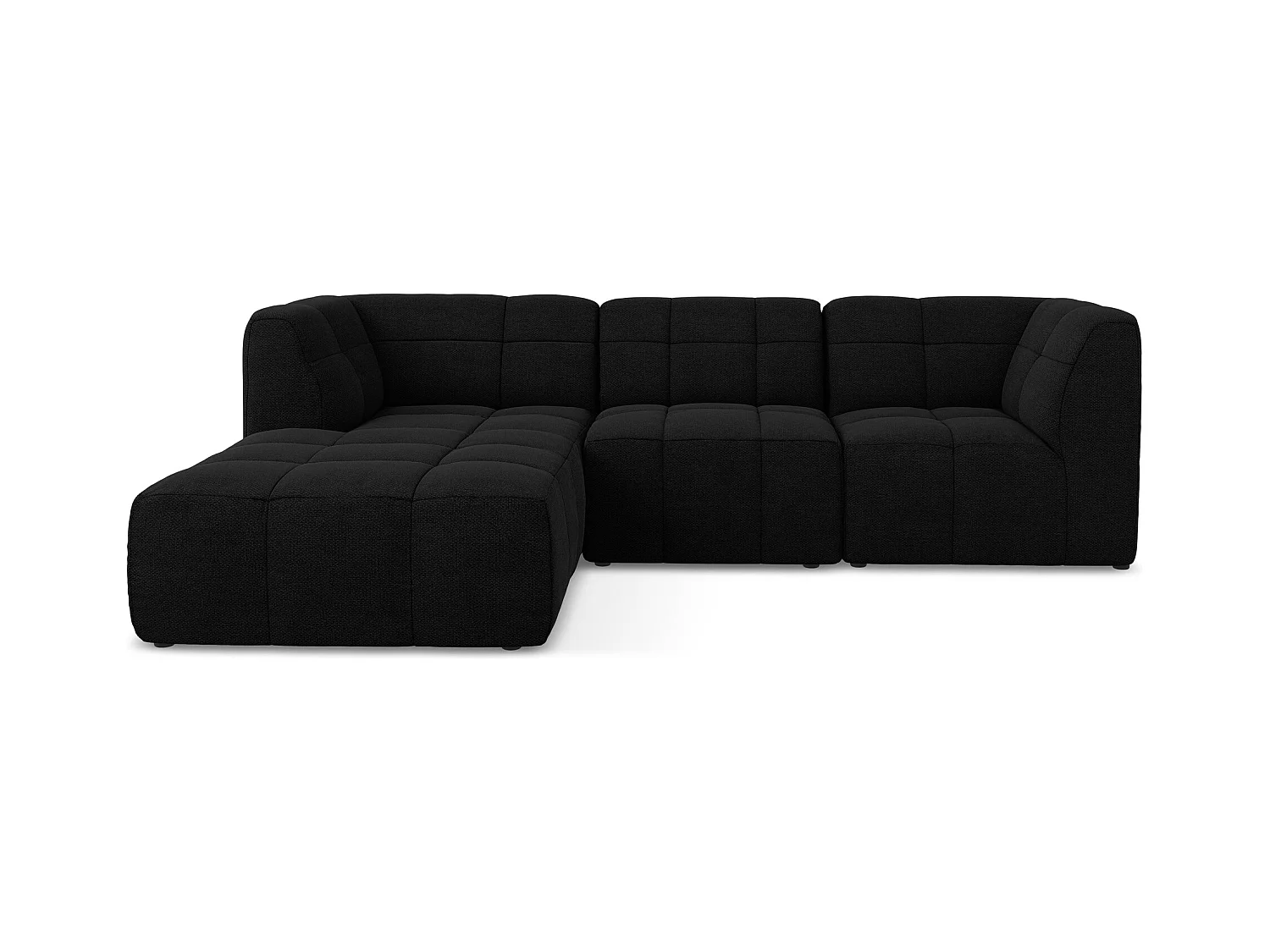 3-Sitzer Modulares Ecksofa - Ecke Links - Bouclé - Schwarz - ALOHA