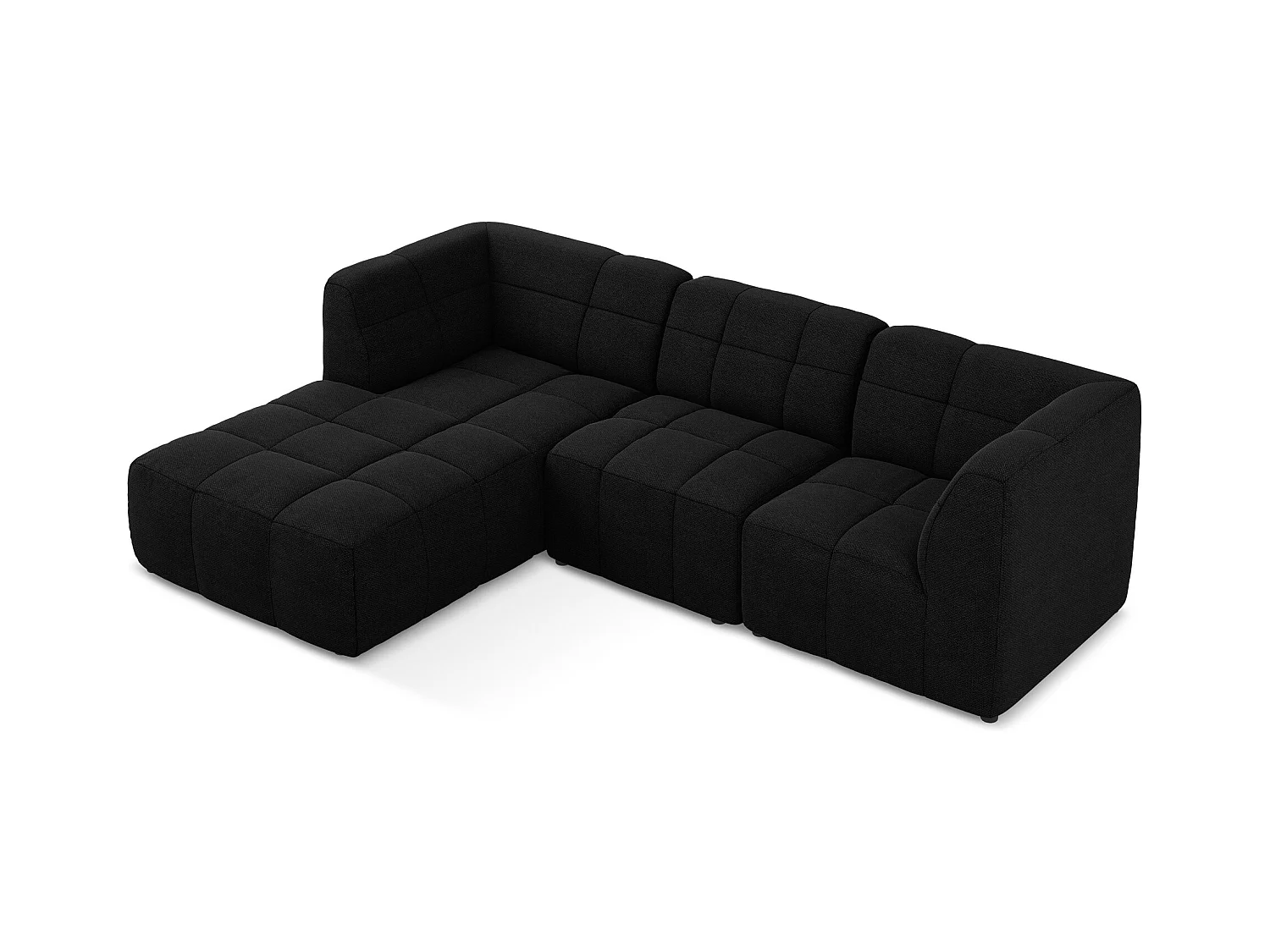 3-Sitzer Modulares Ecksofa - Ecke Links - Bouclé - Schwarz - ALOHA