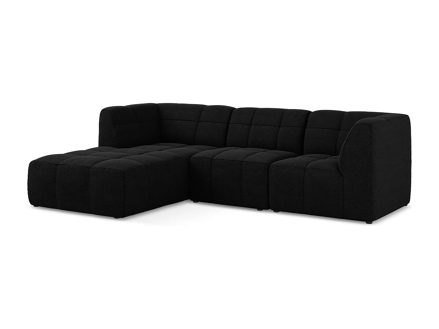 Modulaire hoekbank links van zwart bouclé - ALOHA