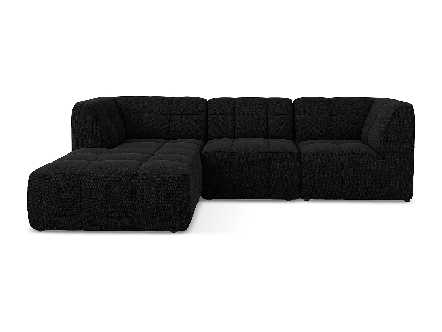 Modulaire hoekbank links van zwart bouclé - ALOHA