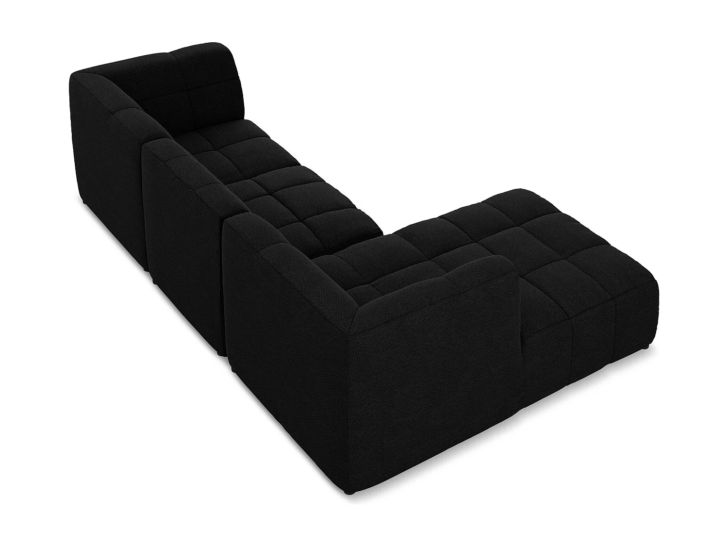 Modulaire hoekbank links van zwart bouclé - ALOHA