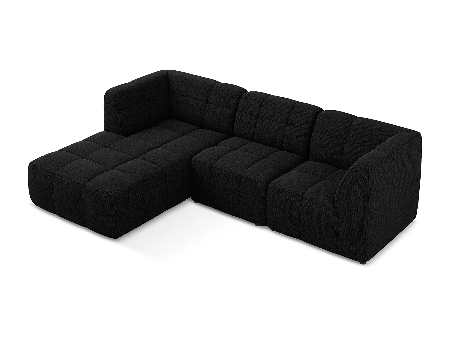 Modulaire hoekbank links van zwart bouclé - ALOHA