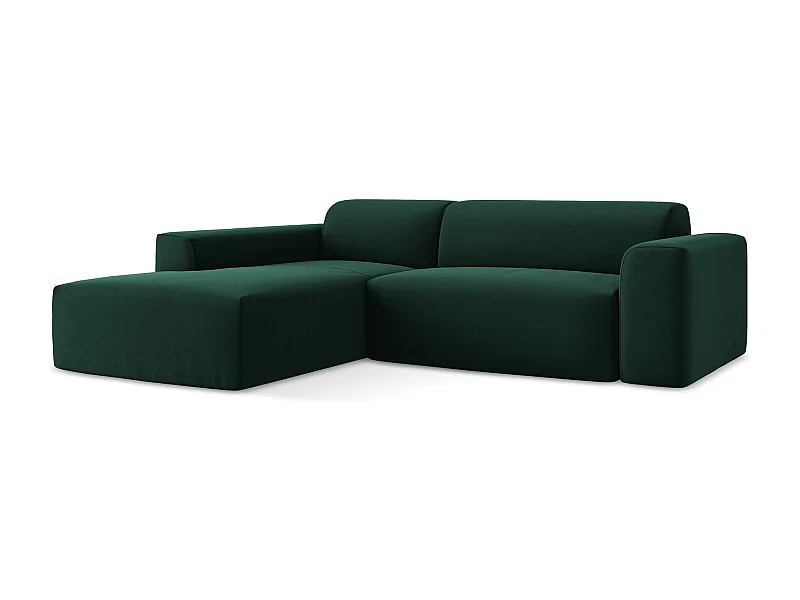 3-Sitzer Modulares Ecksofa - Ecke Links - Samt - Flaschengrün - KELI