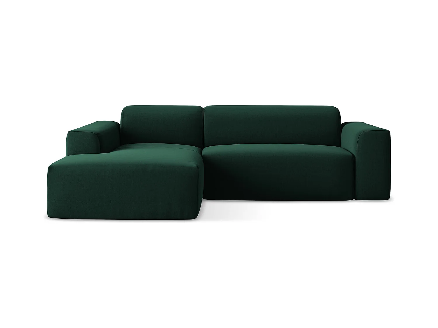 3-Sitzer Modulares Ecksofa - Ecke Links - Samt - Flaschengrün - KELI