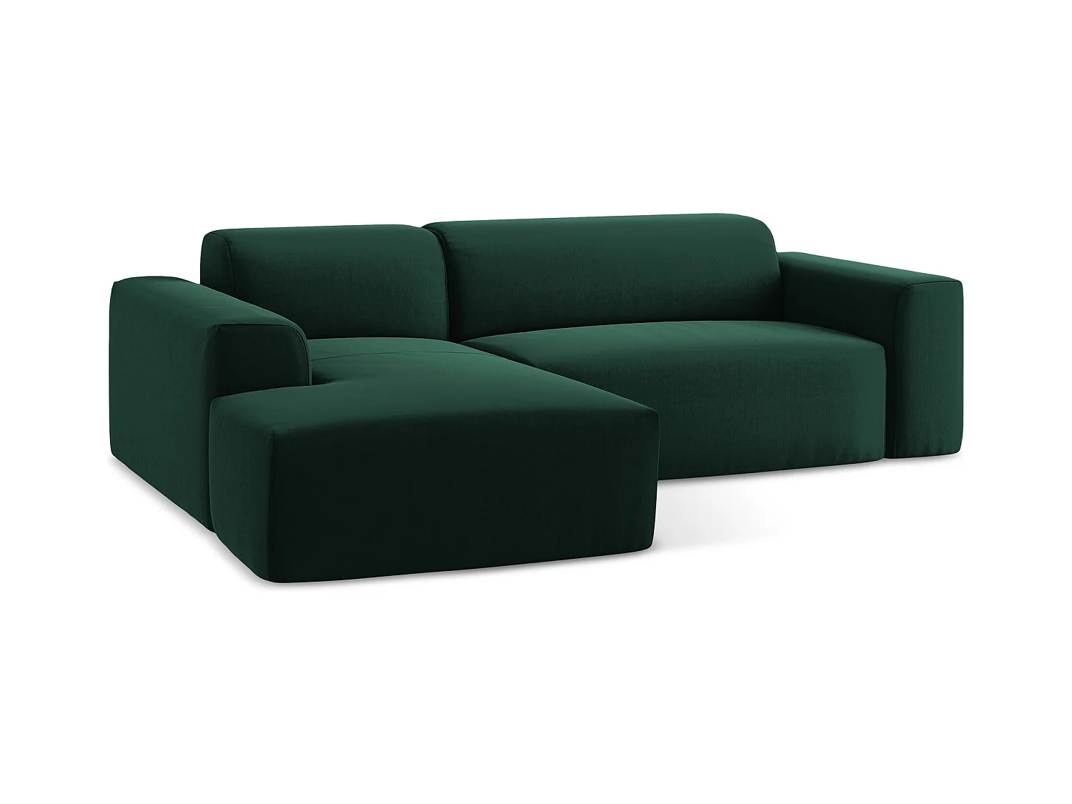 3-Sitzer Modulares Ecksofa - Ecke Links - Samt - Flaschengrün - KELI