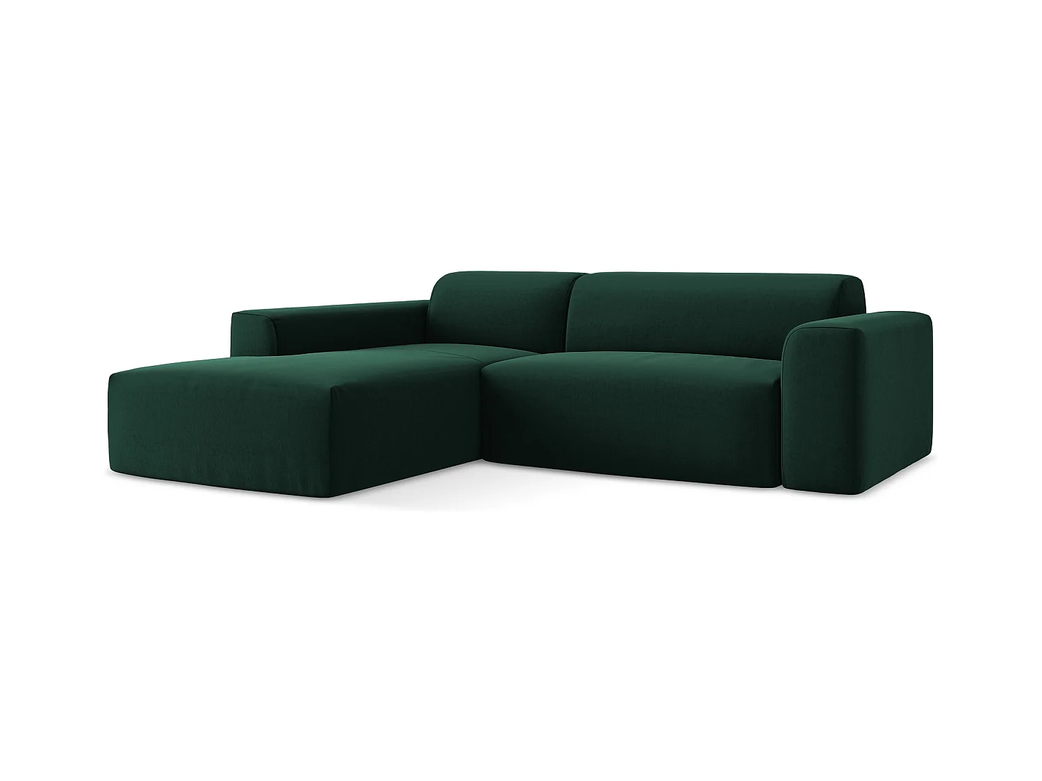 Canapé d'angle 3 places modulaire gauche en velours - bouteille verte - KELI