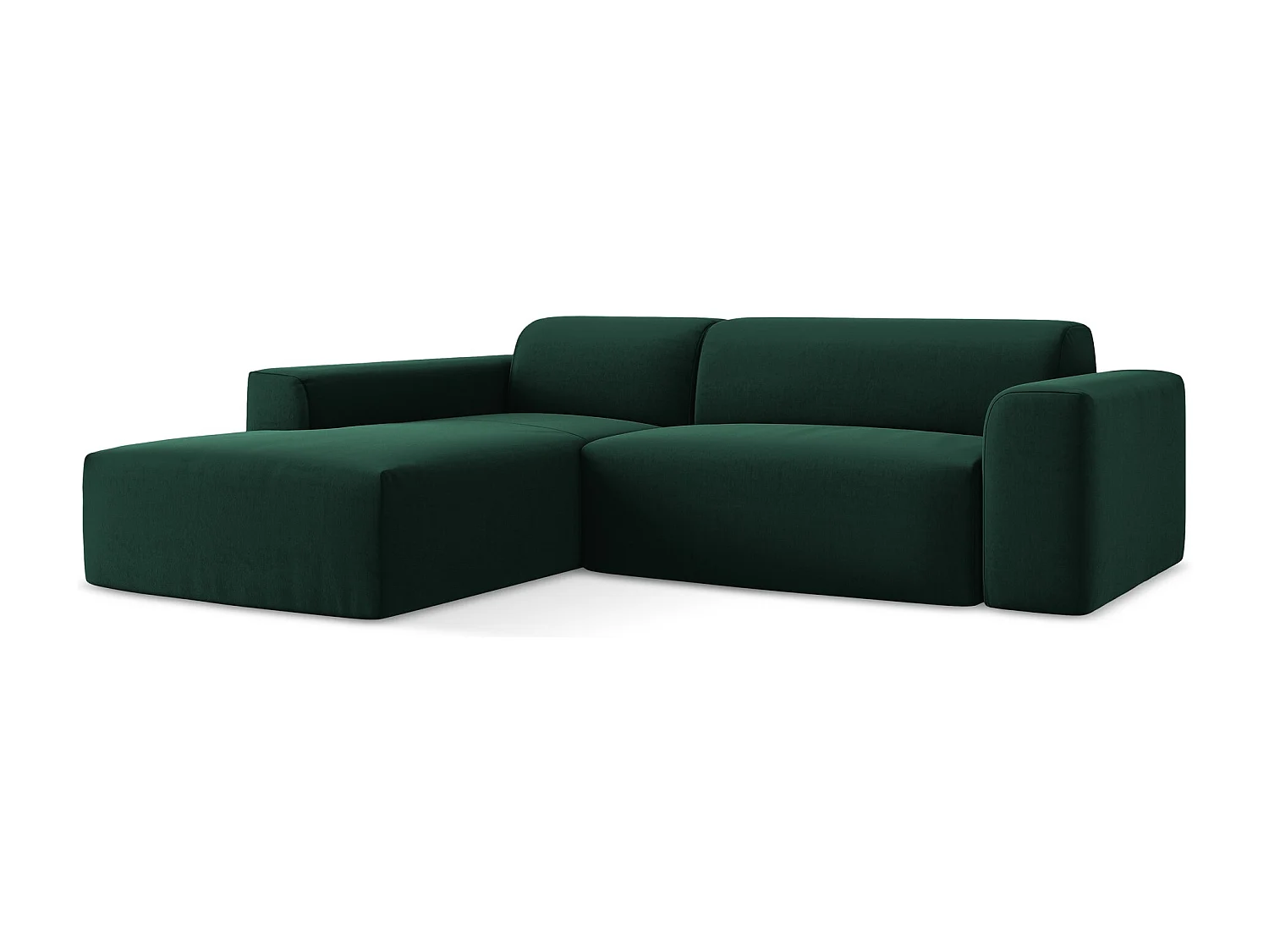 Canapé d'angle 3 places modulaire gauche en velours - bouteille verte - KELI