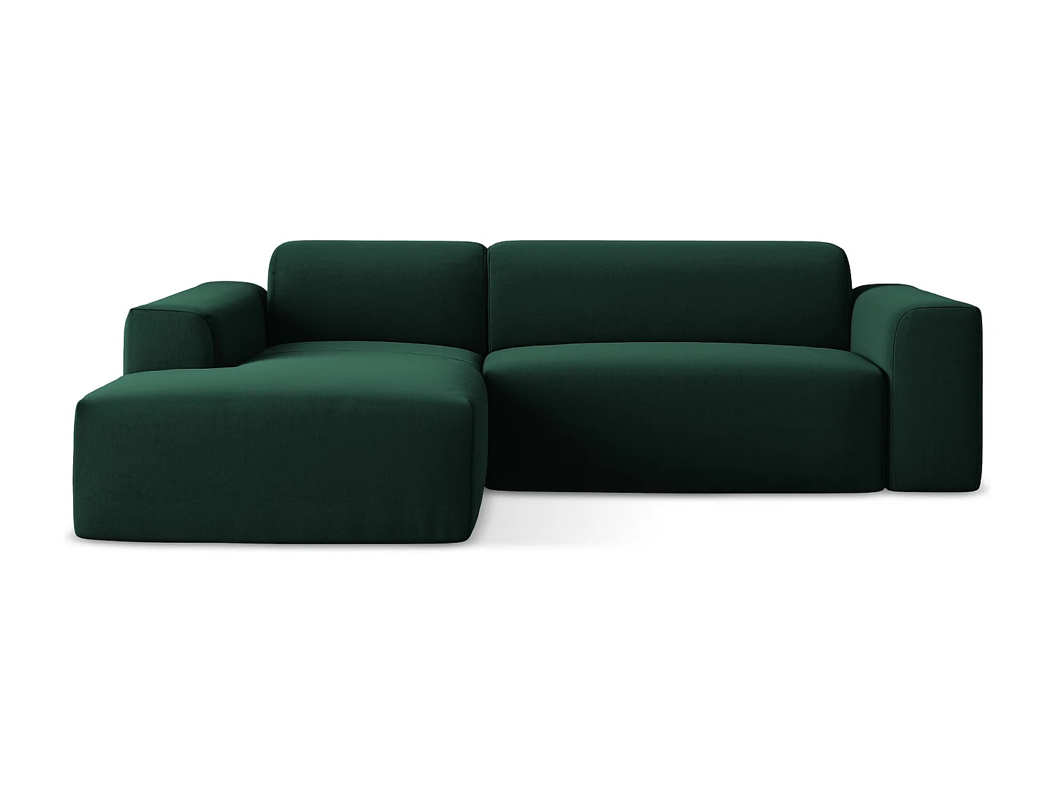 Canapé d'angle 3 places modulaire gauche en velours - bouteille verte - KELI