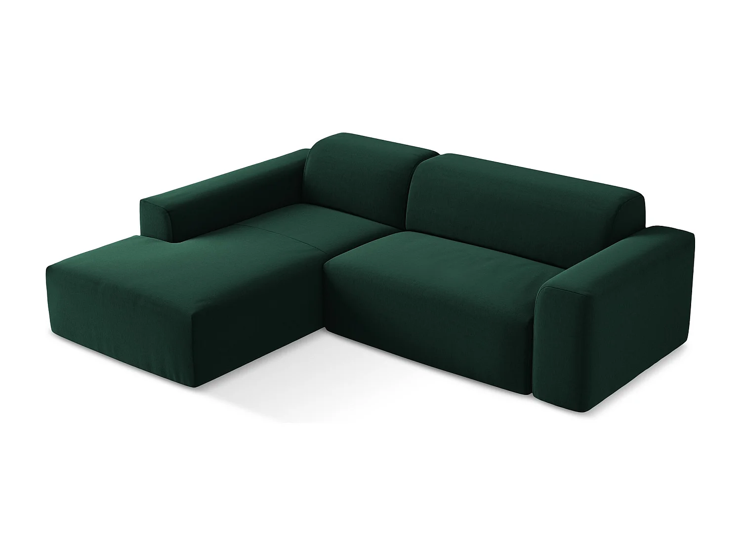 Canapé d'angle 3 places modulaire gauche en velours - bouteille verte - KELI