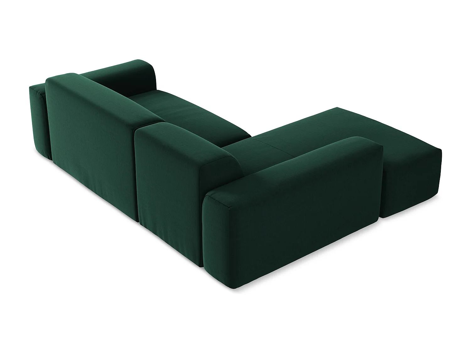 Canapé d'angle 3 places modulaire gauche en velours - bouteille verte - KELI