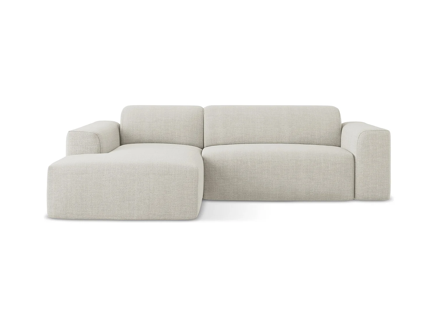 Modulaire hoekbank links van lichtbeige textuurstof - KELI