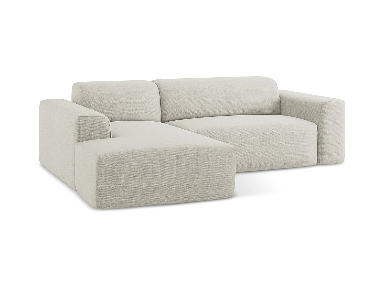 Modulaire hoekbank links van lichtbeige textuurstof - KELI