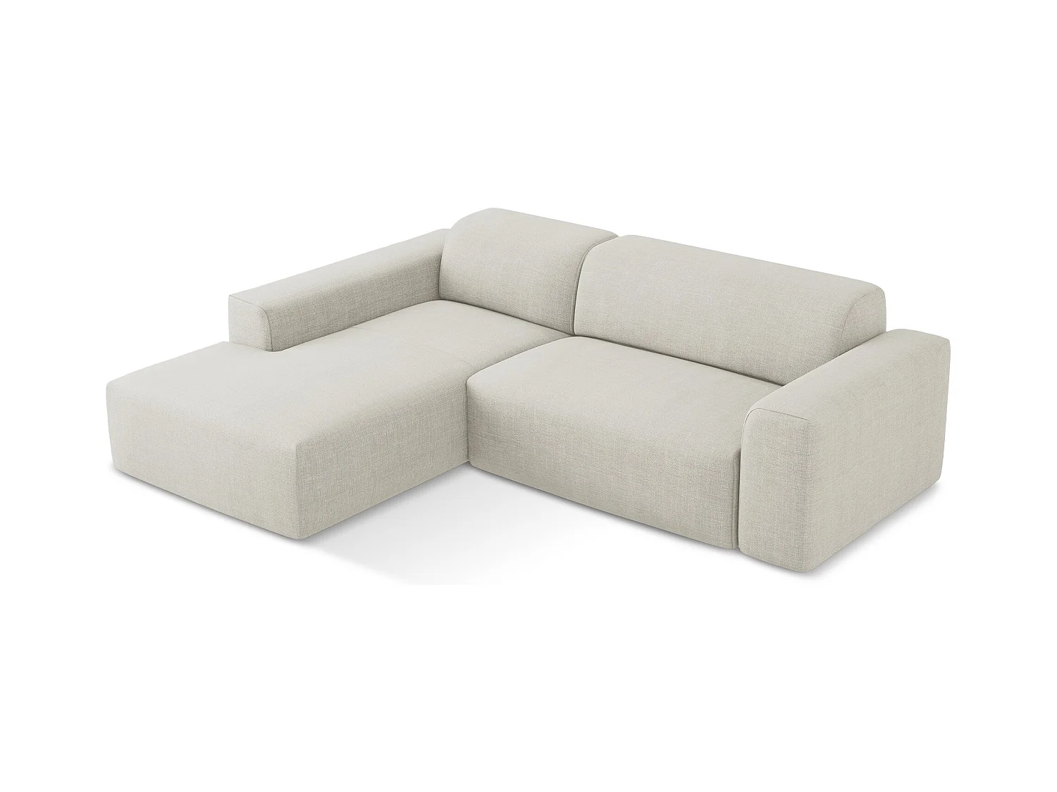 Modulaire hoekbank links van lichtbeige textuurstof - KELI