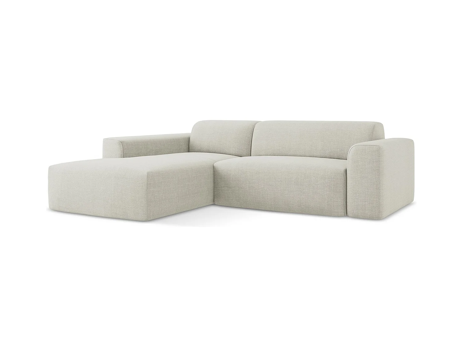 3-Sitzer Modulares Ecksofa - Ecke Links - Strukturstoff - Hell beige - KELI