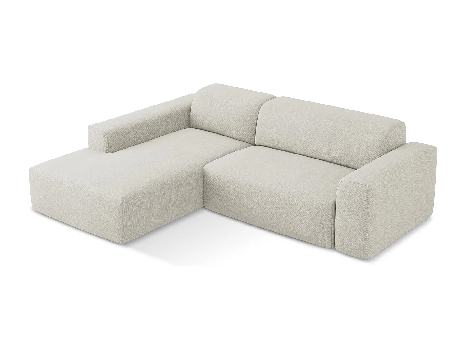 Modulaire hoekbank links van lichtbeige textuurstof - KELI