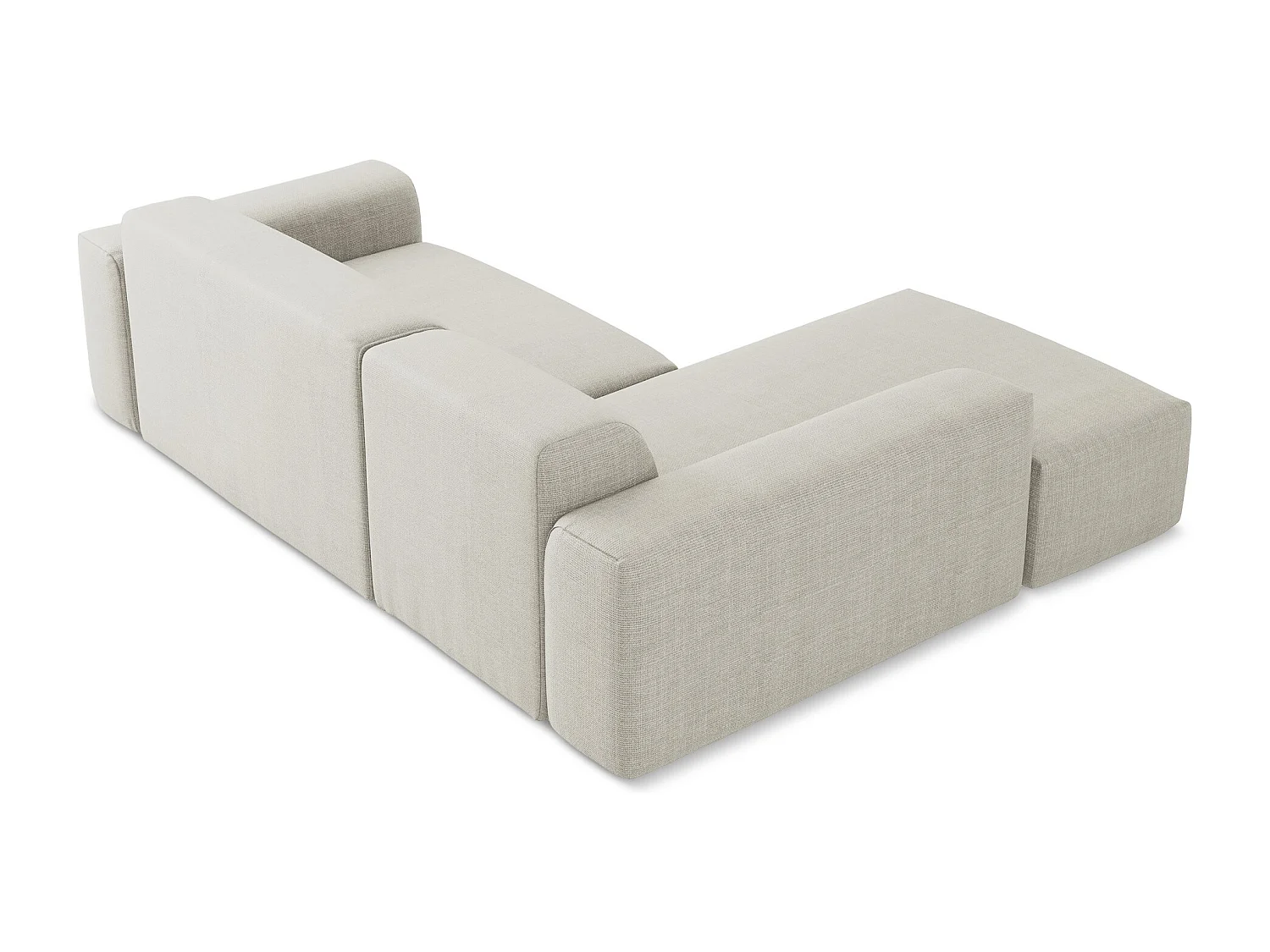 Modulaire hoekbank links van lichtbeige textuurstof - KELI