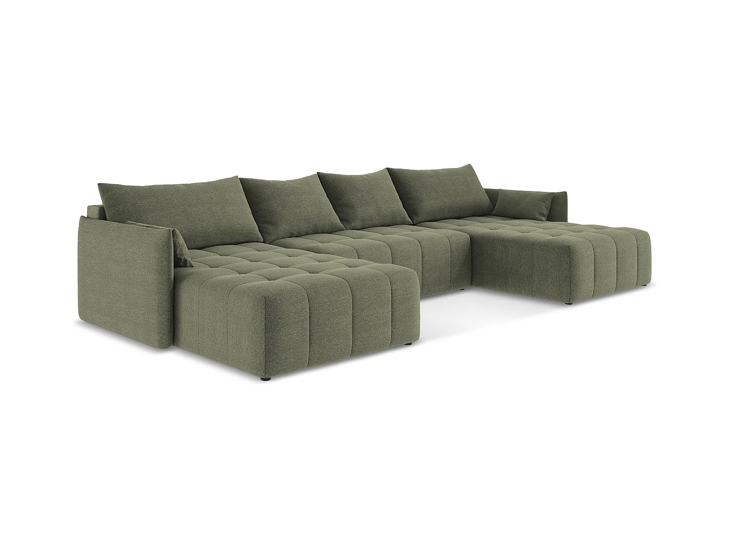 Sofa panoramiczna - z tkaniny bouclé - oliwkowy - MOKU