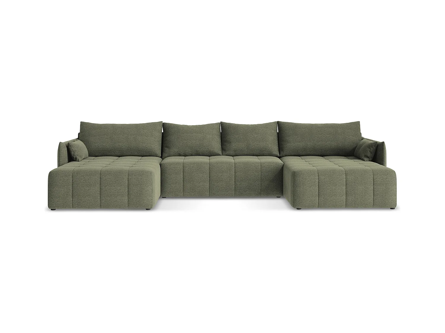 Sofa panoramiczna - z tkaniny bouclé - oliwkowy - MOKU