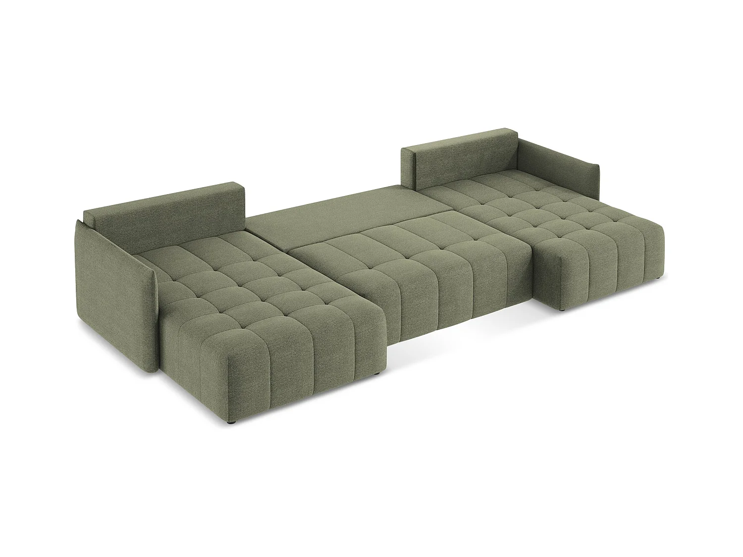 Sofa panoramiczna - z tkaniny bouclé - oliwkowy - MOKU