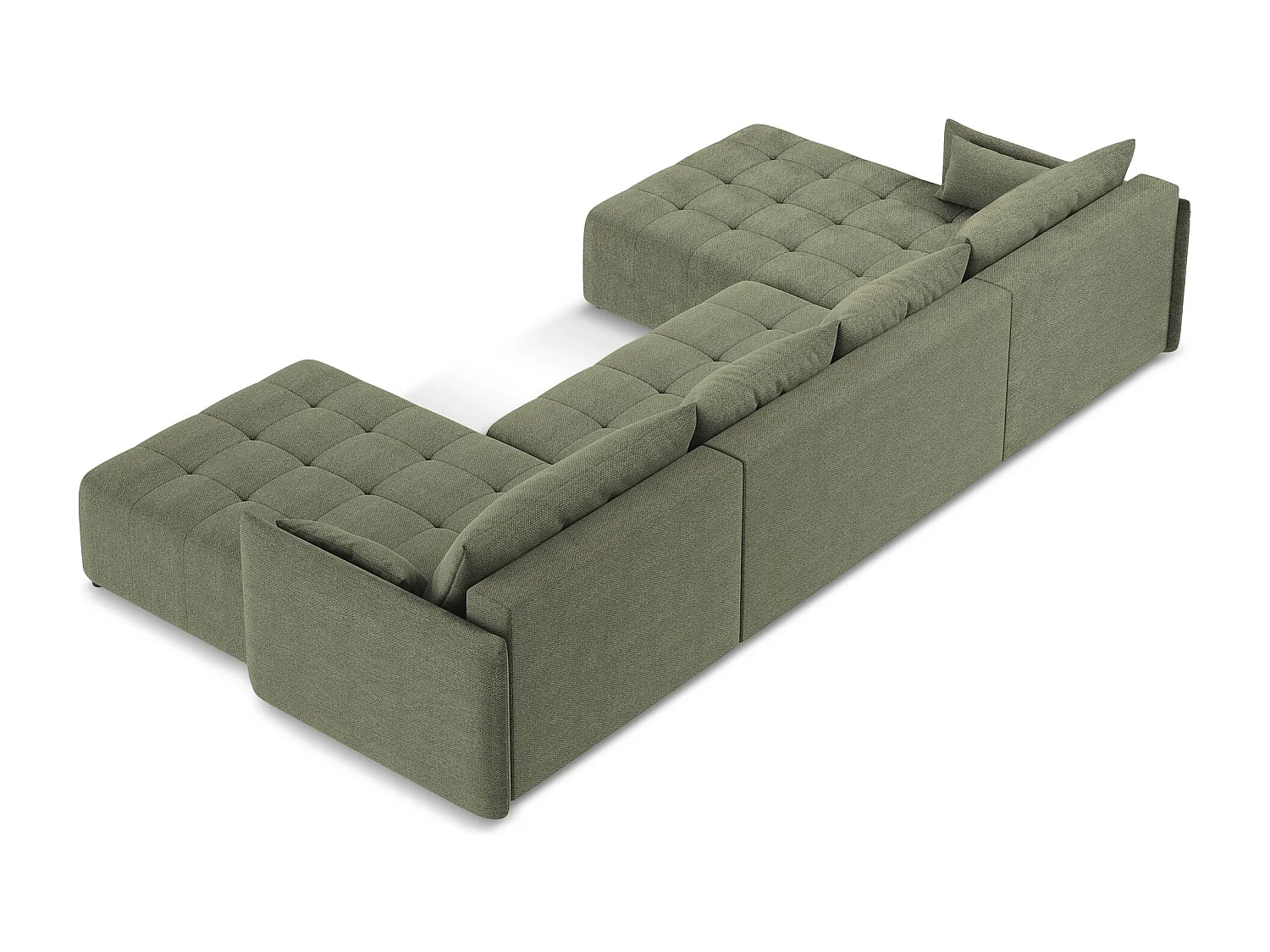 Sofa panoramiczna - z tkaniny bouclé - oliwkowy - MOKU